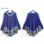 Pullover Poncho Style Boho « Anoki » - Bleu cobalt-2