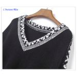 Pullover Poncho Style Boho « Anoki » - Noir-Détail