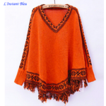 Pullover Poncho Style Boho « Anoki » - Orange
