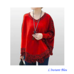 Pullover Poncho Style Boho « Anoki » - Rouge