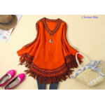 Pullover Poncho Style Boho « Anoki » - Orange 2