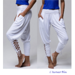Pantalon de Yoga-Pilate « Sohane »- Blanc