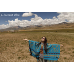 Poncho de style Boho-chic « Bhakti » Bleu turquoise-8