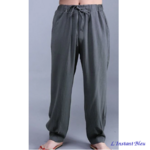 Pantalon de Yoga « Vulcano » en Lin- Gris anthracite