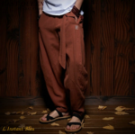 Pantalon de Yoga «  Dharma » Lin et Coton-Rubis 1