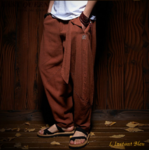 Pantalon de Yoga «  Dharma » Lin et Coton-Rubis 4