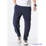 Pantalon de Yoga « Macao » en Coton naturel- Bleu cobalt 2