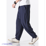 Pantalon de Yoga « Macao » en Coton naturel- Bleu cobalt 3