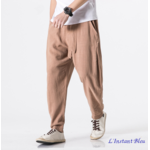 Pantalon de Yoga « Macao » en Coton naturel- Camel 1