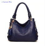 Sac luxe Casual «  Salabha » en Cuir- Bleu cobalt