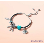 Bracelet à Charm « Turīya » Esprit Bohème - Cuir et Argent-2