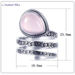 Bague anneau vintage « Śheṣha» en Argent et Quartz rose-Dimensions