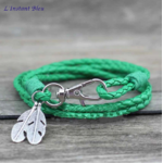 Bracelet Ethnique en Cuir « Rāmāyaṇa »Esprit libre - Vert menthe