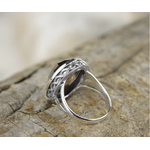 Bague Bohème «Thanjāvur » en Argent Sterling et Quartz fumé-4