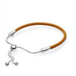 Bracelet de cuir « Rājā » chaîne coulissante en Argent-4