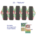 Serviettes hygiéniques lavables (lot de 5) + Pochette de rangement -25