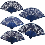 Tissu-bleu-ventilateur-main-Cool-t-classique-fleur-Design-Style-chinois-avec-teint-bleu-bambou-cadre