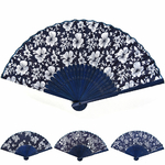 Tissu-bleu-ventilateur-main-Cool-t-classique-fleur-Design-Style-chinois-avec-teint-bleu-bambou-cadre