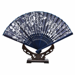 Tissu-bleu-ventilateur-main-Cool-t-classique-fleur-Design-Style-chinois-avec-teint-bleu-bambou-cadre