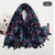 Echarpe Kérala Floral Bleu-Noir-Rose -1