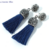 Boucles d’Oreilles vintage « Devavānī »-Strass- Bleu cobalt 2