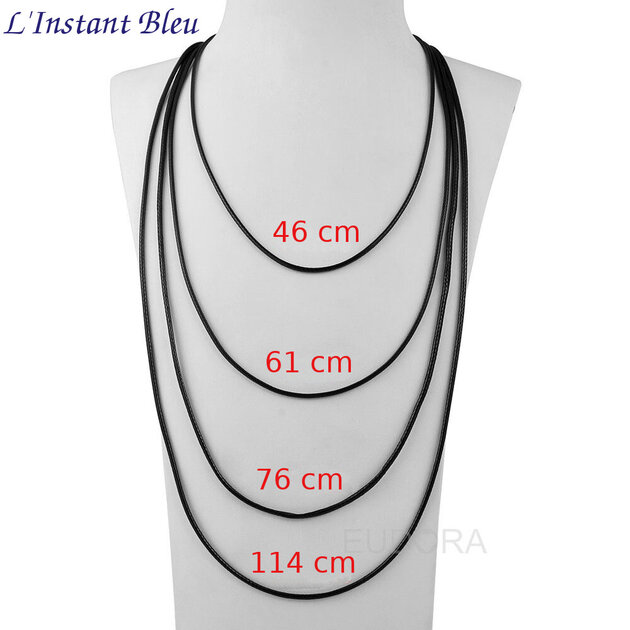 Colliers En Cordon De Cuir Noir - Lot De 4 Tailles (40/45/50/55cm) - Pour Pendentifs DIY - Boucle Verrouillable