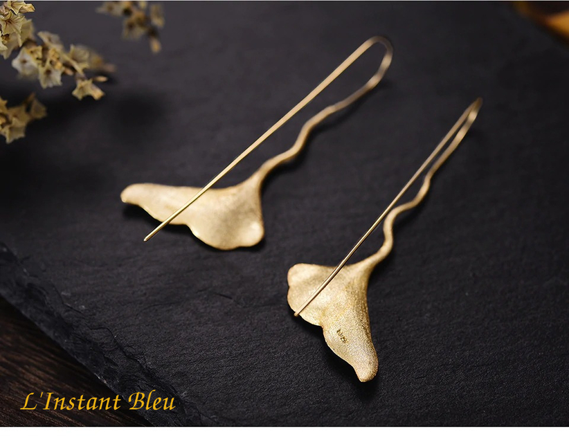 Boucles d’oreilles Bohème Ginkgo «Sōḥa»-5.1