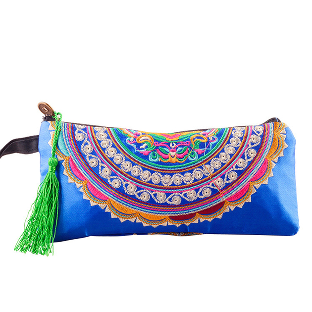 Vintage-Femmes-Petit-Sac-Portefeuille-National-Ethnique-Floral-Brod-Longue-Bourse-Jour-Embrayage-Sac-T-l