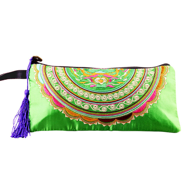 Vintage-Femmes-Petit-Sac-Portefeuille-National-Ethnique-Floral-Brod-Longue-Bourse-Jour-Embrayage-Sac-T-l