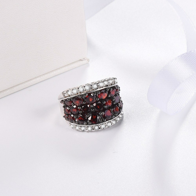 HUTANG-Anneaux-De-Mariage-Naturel-Grenat-Topaze-Pierre-Gemme-Massif-925-Sterling-Bague-En-Argent-Pierre