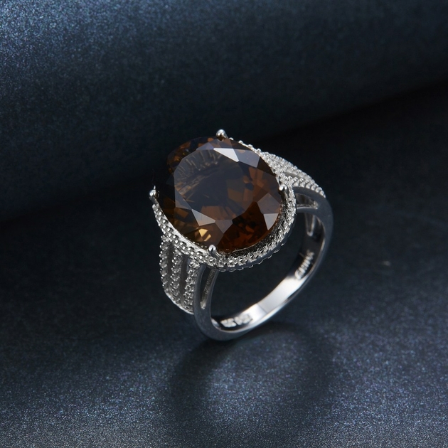 HUTANG-Naturel-8-3ct-Pierre-Anneaux-De-Mariage-Ovale-Quartz-Fum-Solide-925-Sterling-Argent-Cocktail