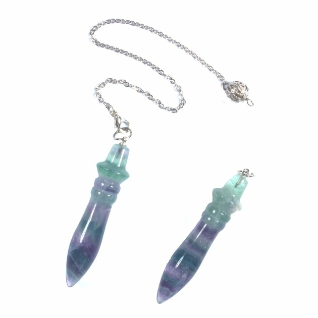 Kraft-perles-Personnalis-Argent-Plaqu-Gu-rison-Chakra-Naturel-Fluorite-Pierre-Pendule-Radiesth-sie-Pendentif-Charme