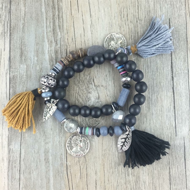 Boh-me-Charme-Bracelet-Noir-Pierre-Shell-Bois-Wrap-Bracelets-Pour-Femmes-Mode-Bijoux-Boho-Bracelets