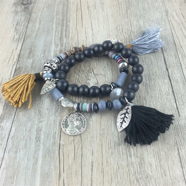 Boh-me-Charme-Bracelet-Noir-Pierre-Shell-Bois-Wrap-Bracelets-Pour-Femmes-Mode-Bijoux-Boho-Bracelets