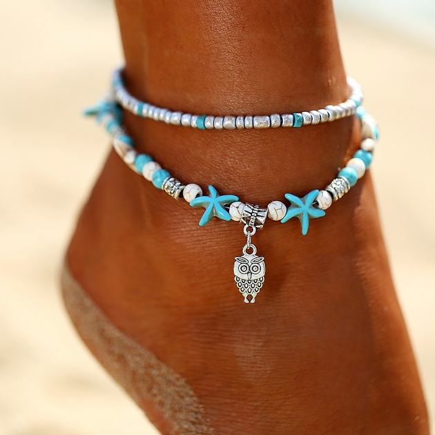Tobilleras-de-tortuga-de-estrella-de-mar-bohemias-para-mujer-Vintage-playa-m-ltiples-capas-tobilleras