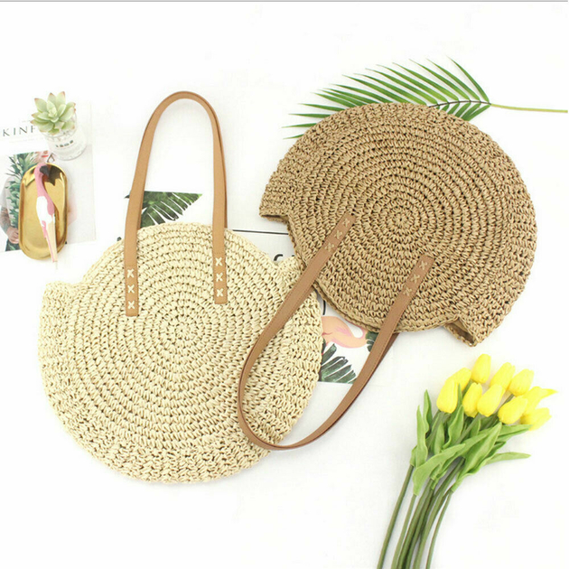 2019-Hot-femmes-Vintage-rond-circulaire-rotin-osier-paille-tiss-sac-bandouli-re-dame-solide-fermeture