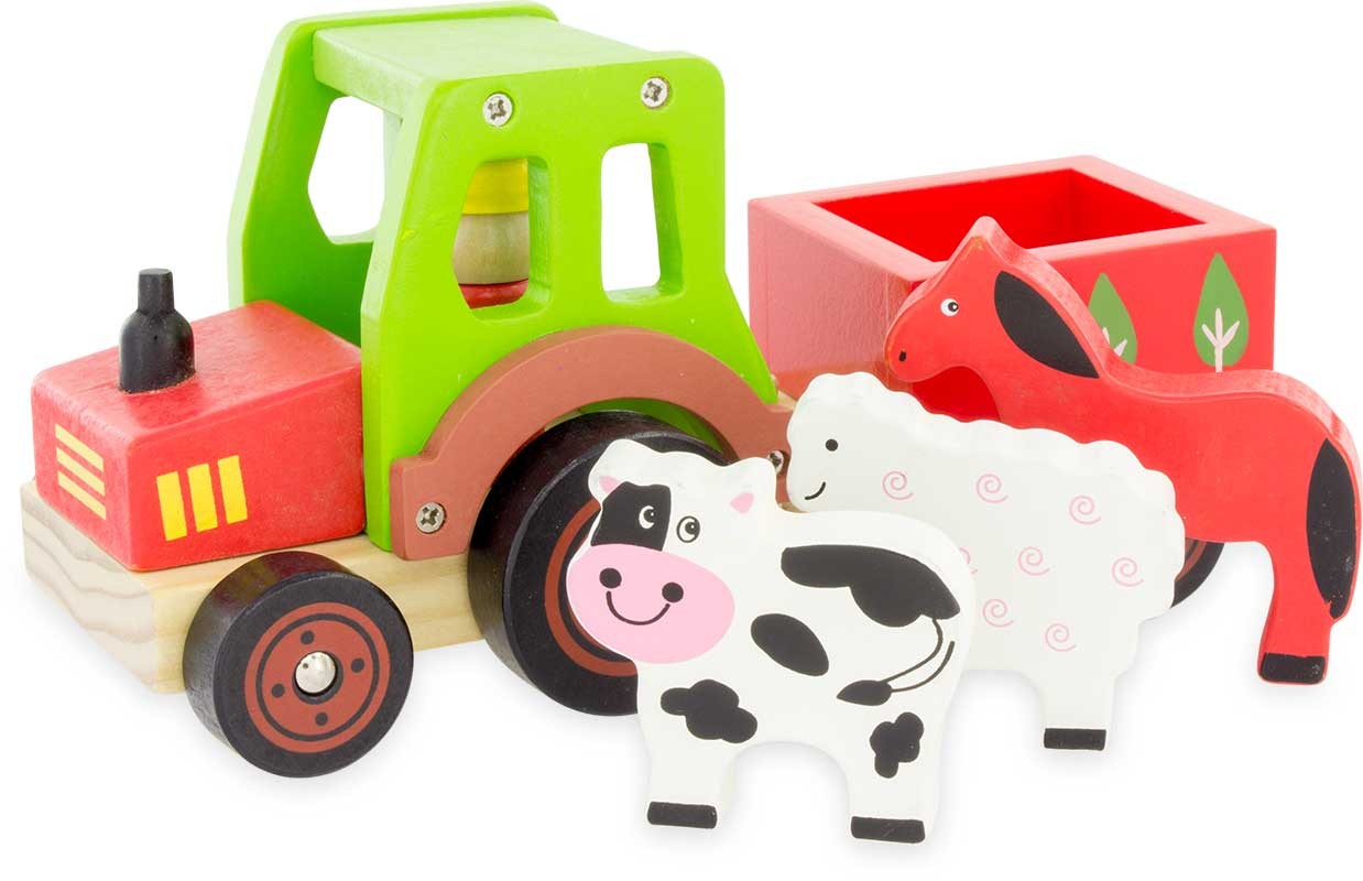 tracteur-transport-d-animaux - animaux en bois - l'atelier dyloma , mimizan , noel , anniversaire , 10 mois  ulysse couleurs d'enfance