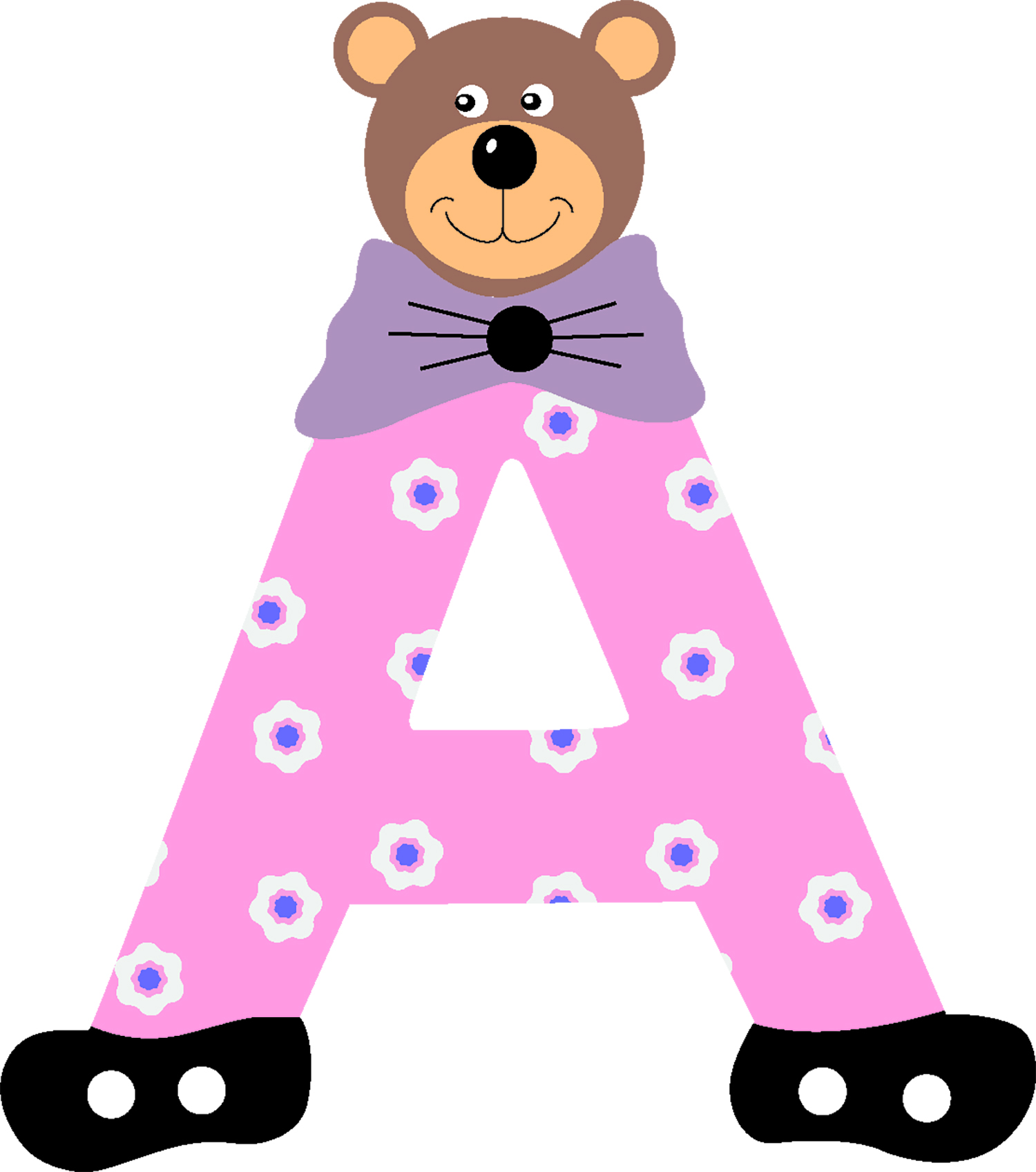 lettre bois ourson rose , lettre de porte , cadeau de naissance , l'atleier dyloma mimizan ,