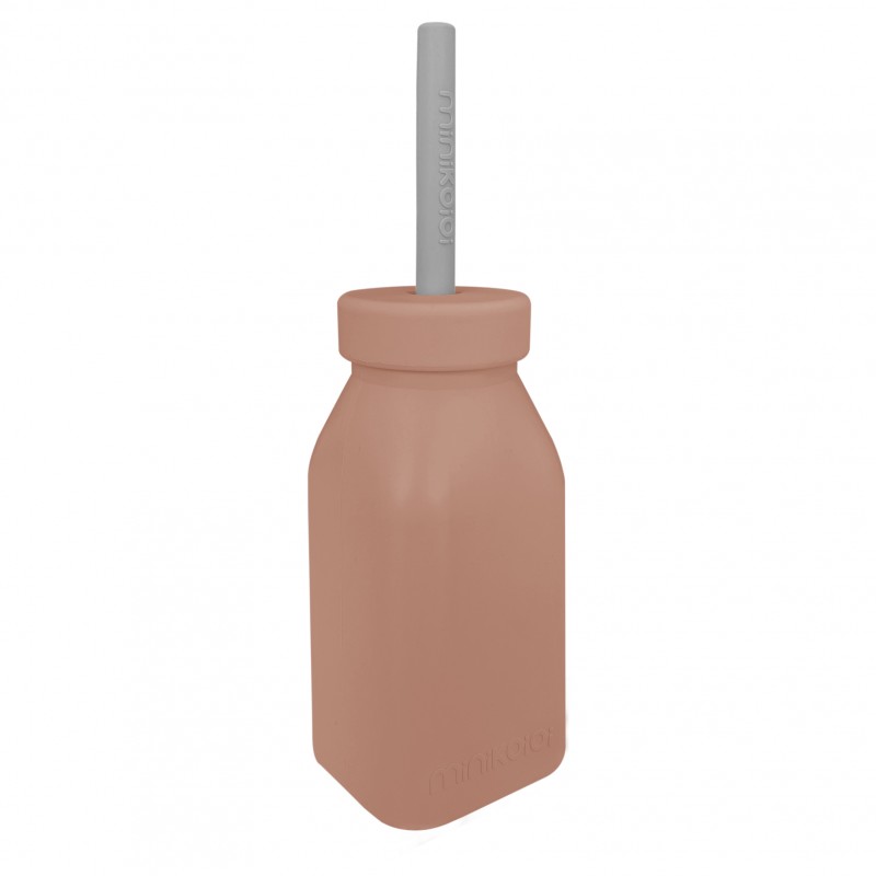 bouteille-dapprentissage-en-silicone-avec-paille-cookie-minikoioi ,-le repas de bébé-l'atelier dyloma*mimizan plage-motricité-indépendance
