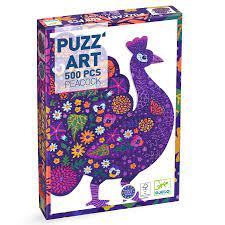 puzz'art 500 pcs , peacock , djeco , 8 ans c  , l'atelier dyloma , puzzle en forme de paon