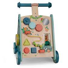 chariot de marche d'activités dans la jungle , moulin roty , chariot de marche avec cube en bois , l'atelier dyloma , mkimizan