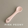 cuillère en silicone pivoine rose , little eli , apprentissage bébéx pour les gencives , l'atleier dyloma , mimizanplage