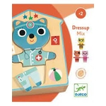 puzzle en bois dressup mix , djeco , l'atelier dyloma , mimizan des 2 ans , boite en bois