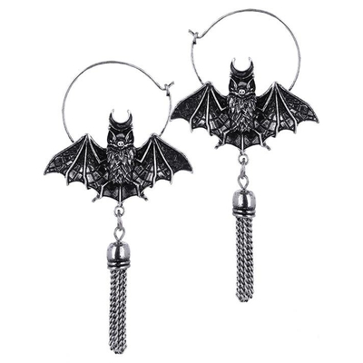 Oriental Bat Silver Earrings