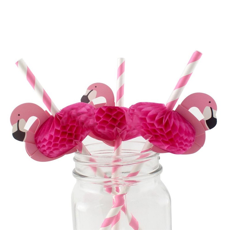 F-te-d-anniversaire-D-corations-Enfants-20-Pcs-Flamingo-Pailles-Flexible-En-Plastique-Potable-De