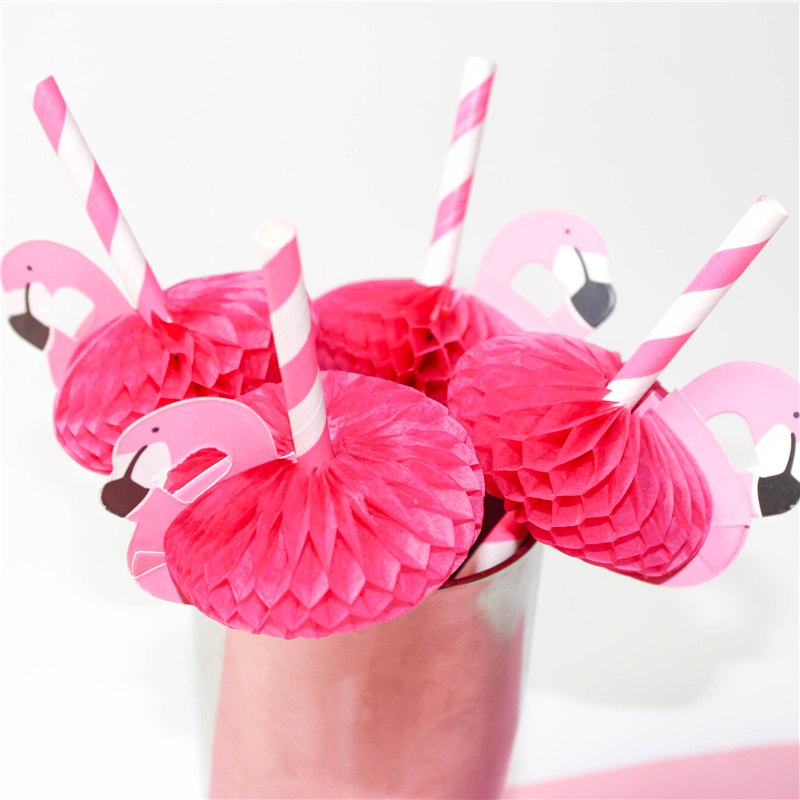 F-te-d-anniversaire-D-corations-Enfants-20-Pcs-Flamingo-Pailles-Flexible-En-Plastique-Potable-De