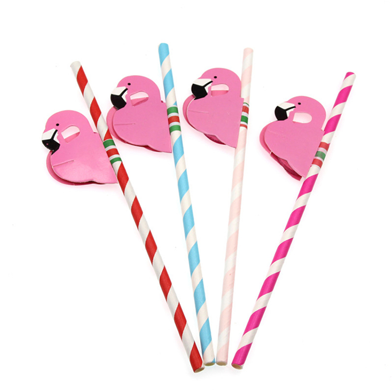 F-te-d-anniversaire-D-corations-Enfants-20-Pcs-Flamingo-Pailles-Flexible-En-Plastique-Potable-De