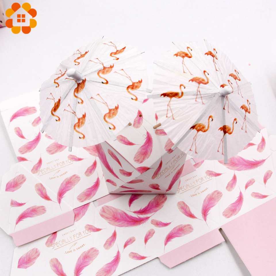 40-PCS-Flamingo-Papier-Parapluie-Boisson-Picks-G-teau-Topper-Choix-Cocktail-Parasols-Carton-Artisanat-Pour