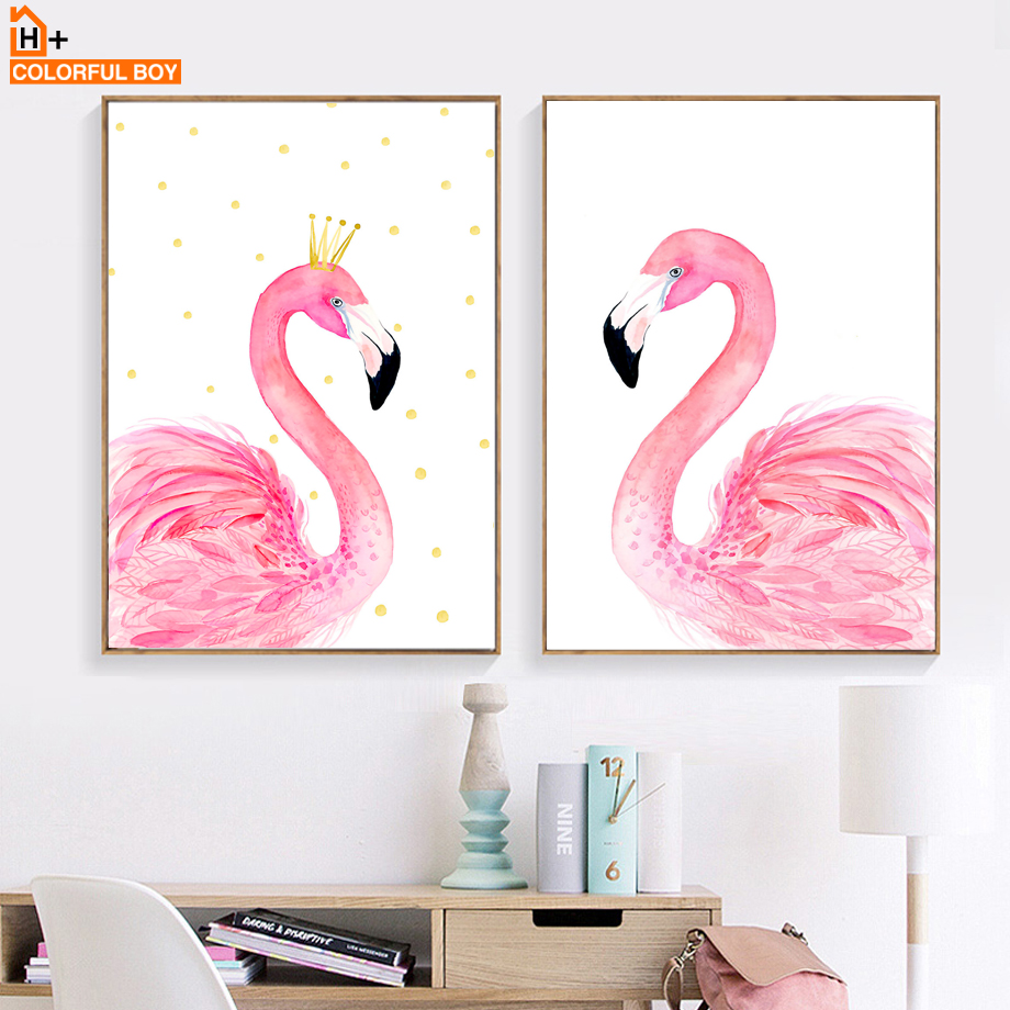 Rose-l-gant-Flamingo-Mur-Art-Toile-Peinture-Nordique-Affiches-Et-Gravures-Animaux-Mur-Photos-Pour