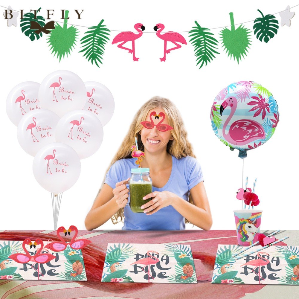 Flamingo-th-me-d-corations-de-f-te-flamingo-ballon-banni-re-papier-de-paille-verres